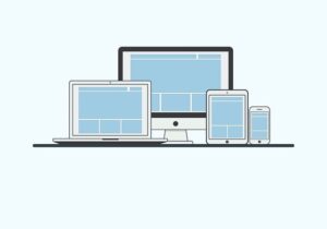 Vector image of four different device screens.