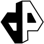 Diane Penny Web Design logo of black letter D and white letter P back to back.