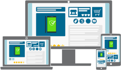 A vector image of various computer devices.